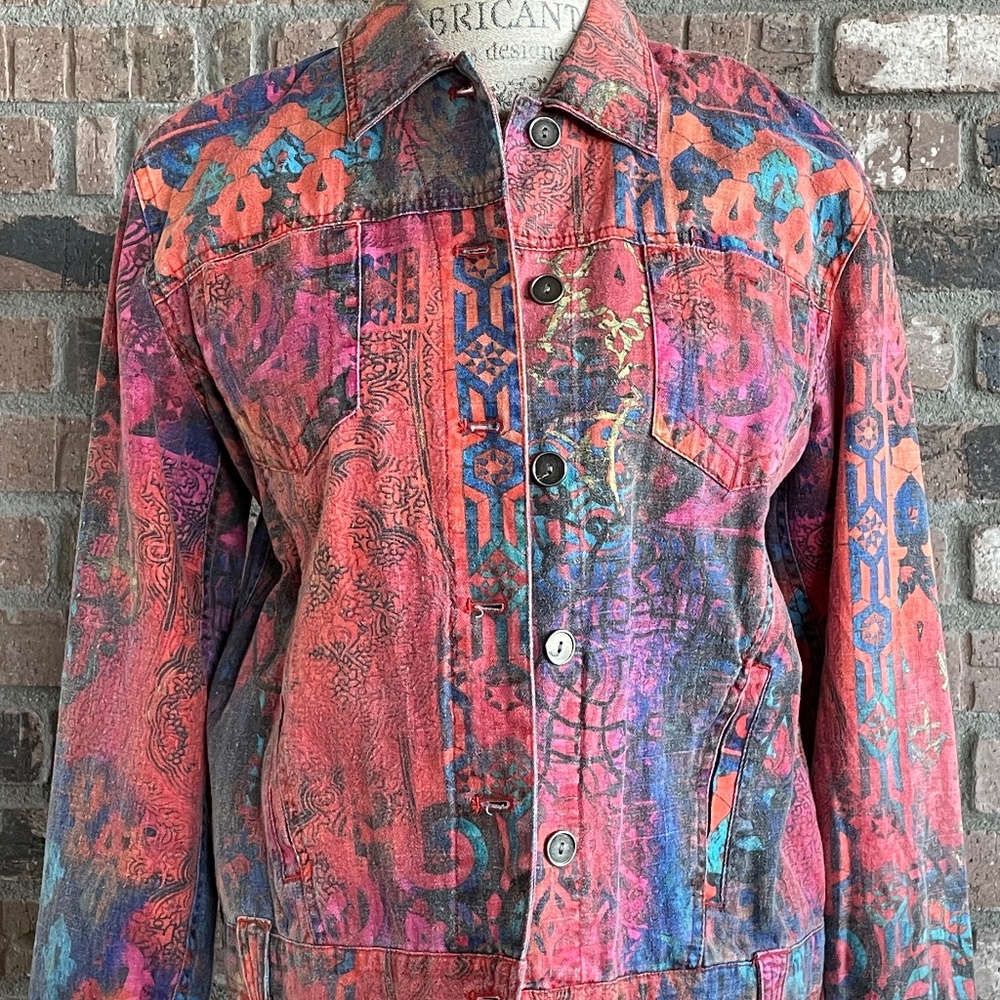 Chico's, Causal Lightweight Multi Color, Bohemian Print Jacket, Size 0 (size S)